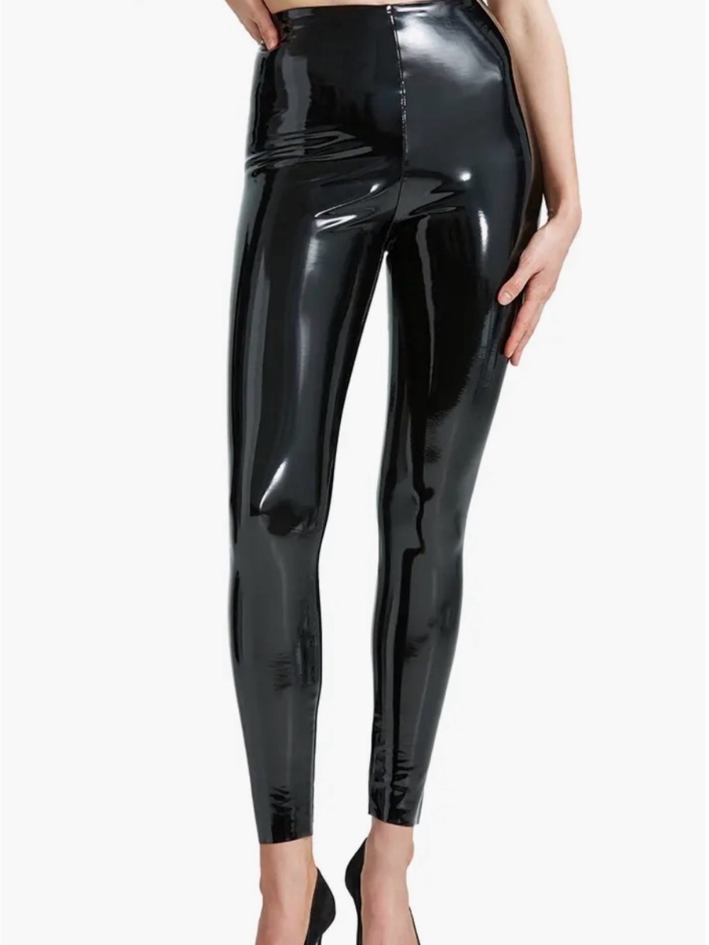 COMMANDO Slim High-Waist Black Patent Leggings